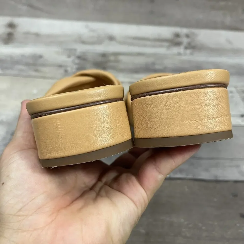 Sam Edelman Dawson Square Toe Quilted Leather Slide Sandals Size 10 Beige - Picture 8 of 15